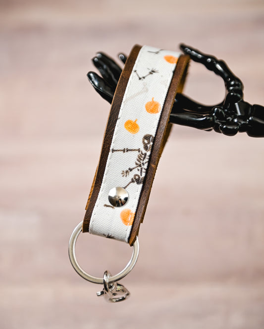 Dancing Skeleton Handmade Leather Keychain