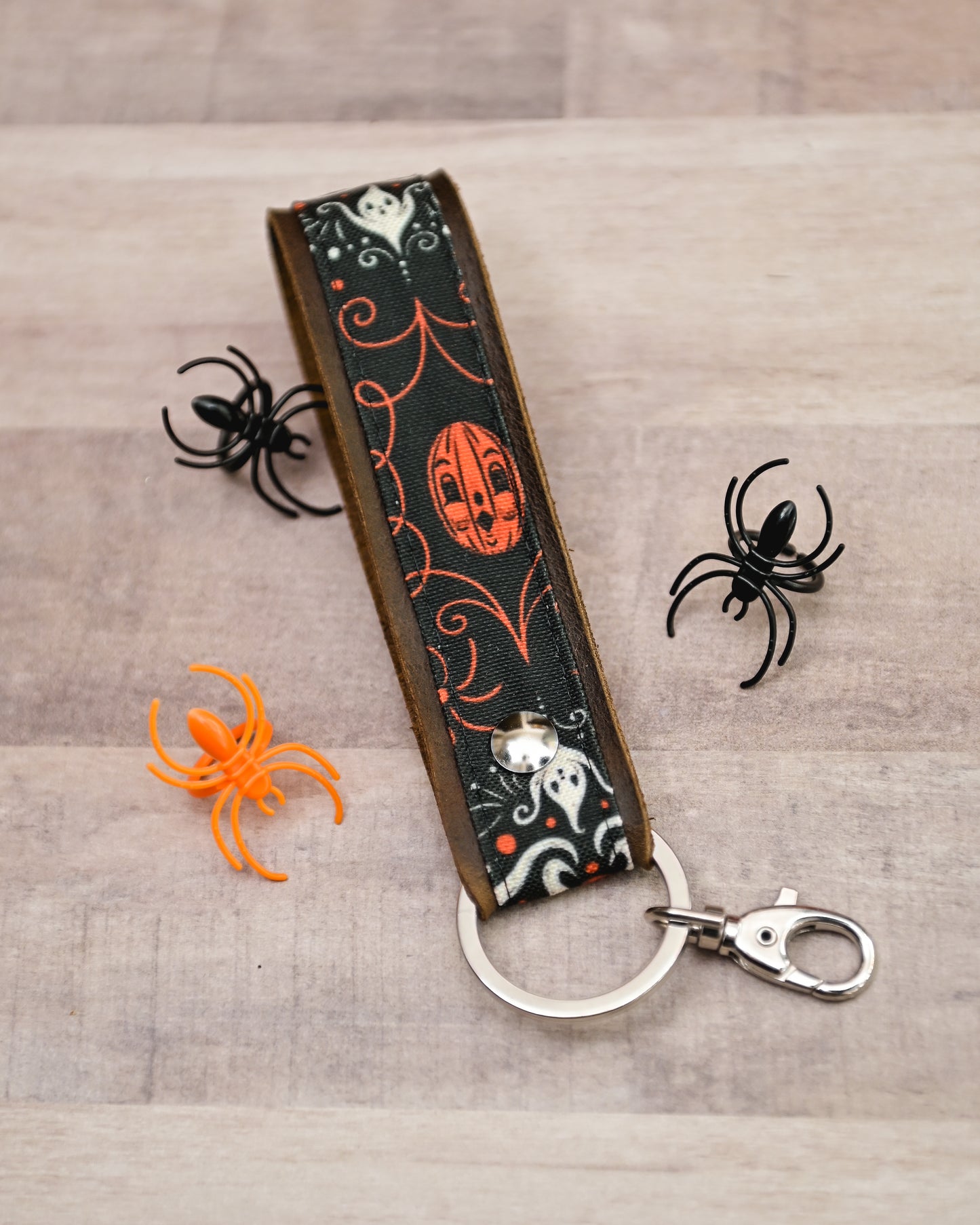 Vintage Halloween Handmade Leather Keychain