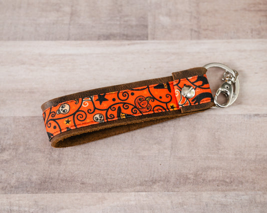 Whimsical Halloween Handmade Leather Keychain