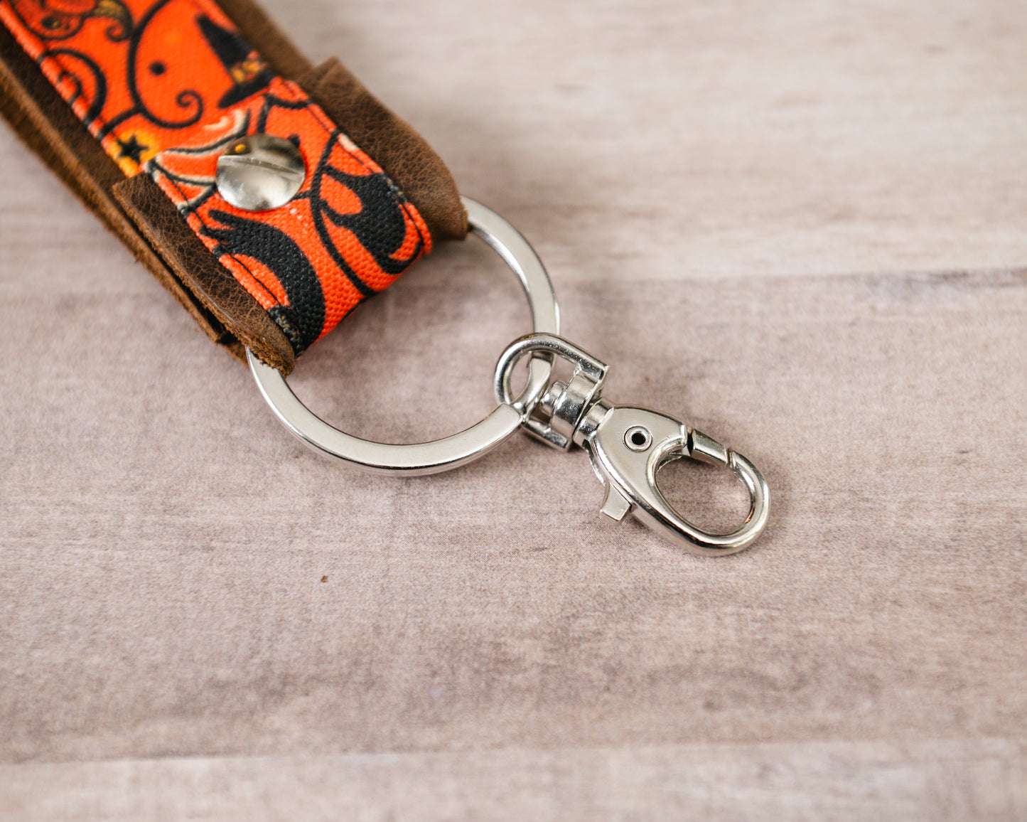 Whimsical Halloween Handmade Leather Keychain