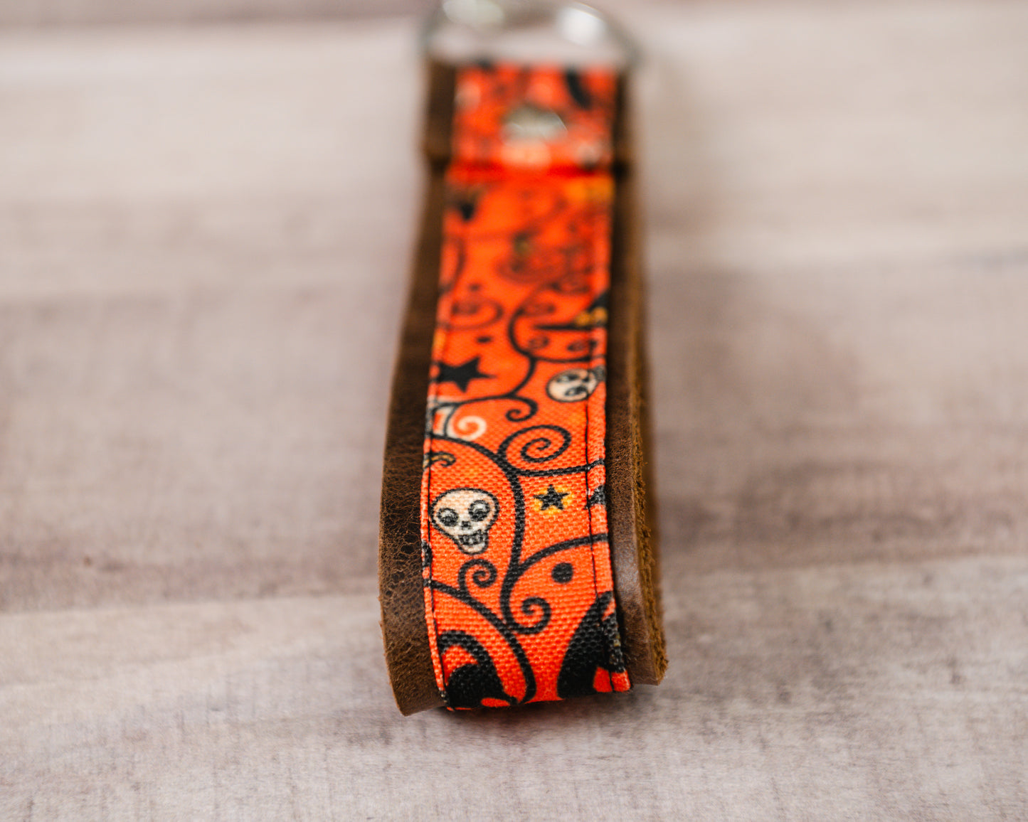 Whimsical Halloween Handmade Leather Keychain