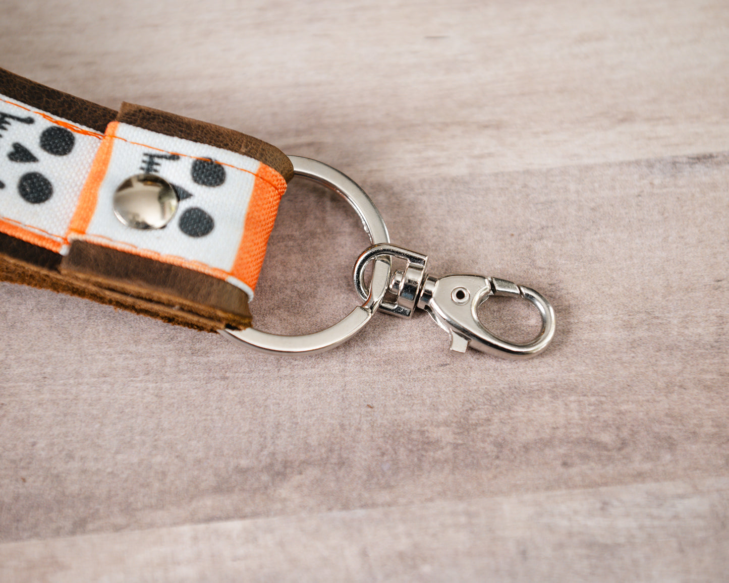 Checkered Skeleton Handmade Leather Keychain