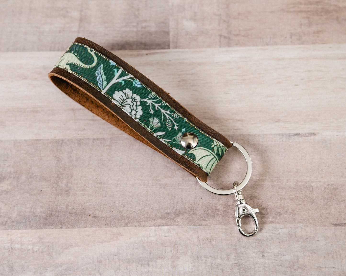 Emerald Dragon Handmade Leather Keychain