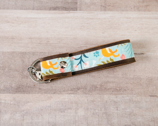 Floral Dog Handmade Leather Keychain