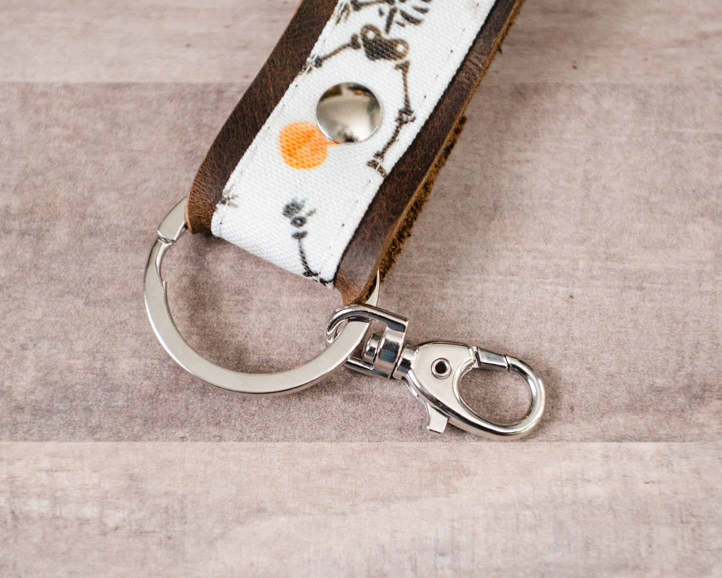 Dancing Skeleton Handmade Leather Keychain