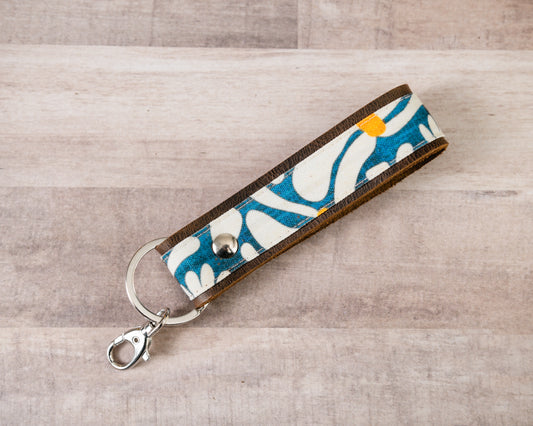 Psychedelic Daisy Handmade Leather Keychain