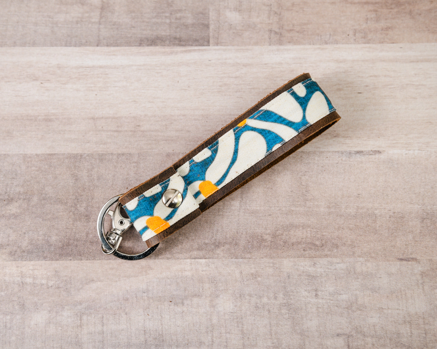 Psychedelic Daisy Handmade Leather Keychain